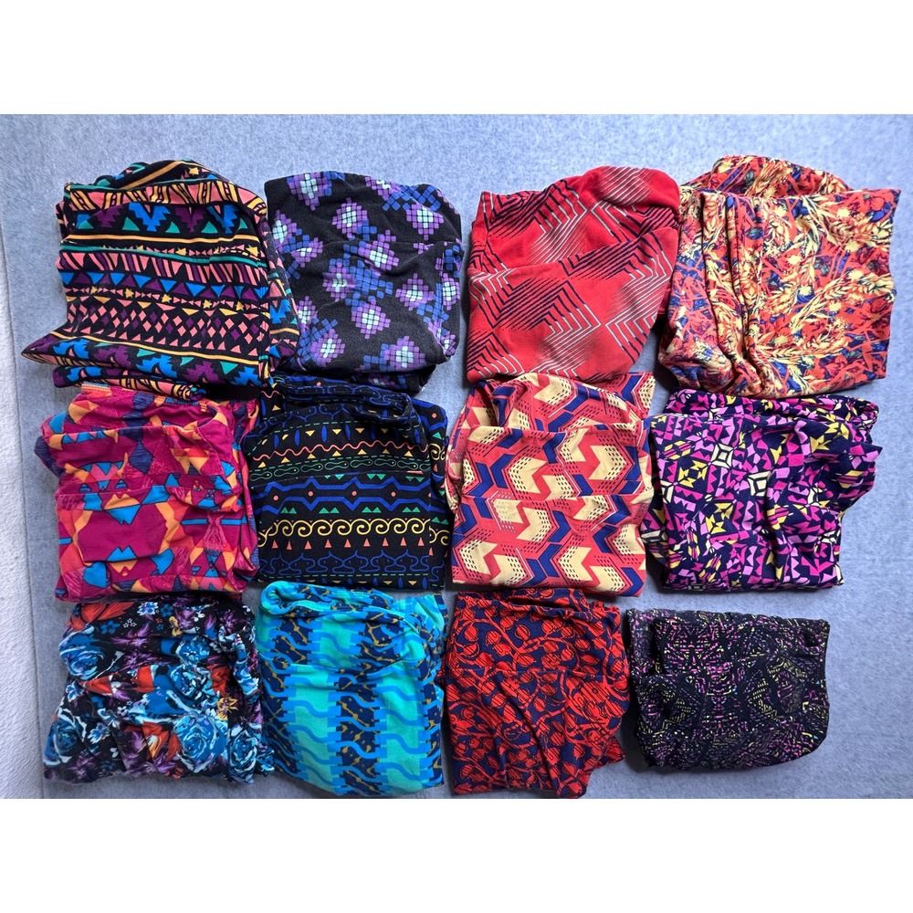 LuLaRoe Leggings Lot of 12 Multi Color Geometric Floral Tribal Prints Tall/Curvy